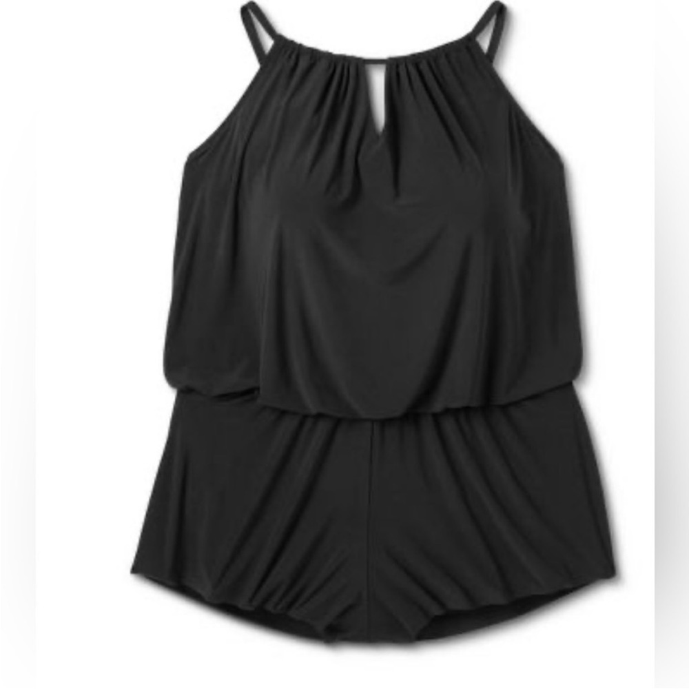 Aqua Green Black One Piece High Neck Swimsuit